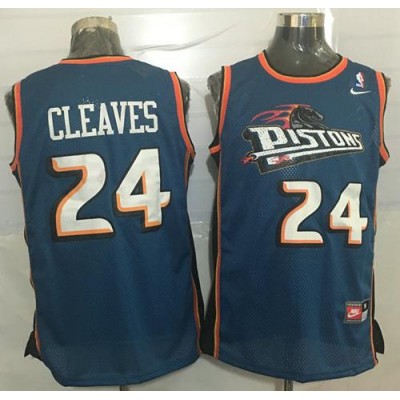 Detroit Pistons #24 Mateen Cleaves Blue Nike Throwback Stitched NBA Jersey Men's